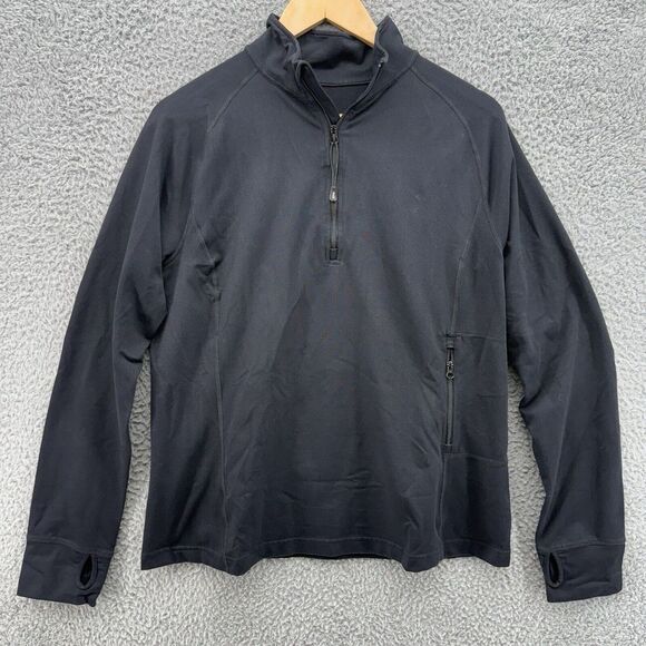 Lands End‎ Womens L (14-16) Quarter Zip Black Active Zip Mock Neck Sweatshirt - Picture 1 of 6